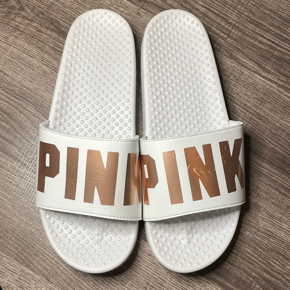White “PINK” slides.